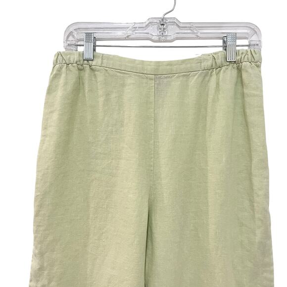 Eileen Fisher Pants Womens Medium Light Green Linen Pull On Elastic Waist Casual - Picture 3 of 5